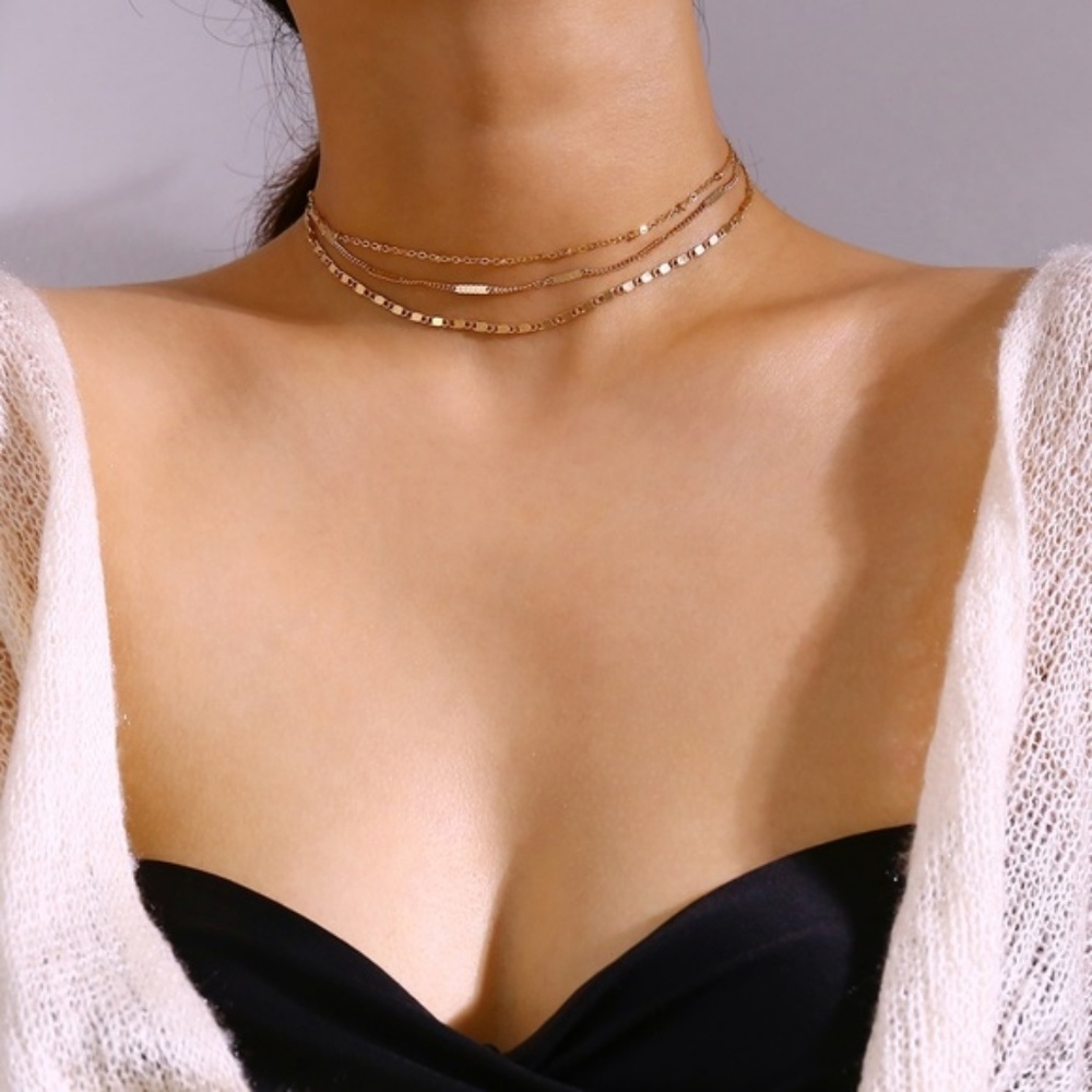 Boutique Minimalist Layers Choker Necklace - Picture 4 of 8